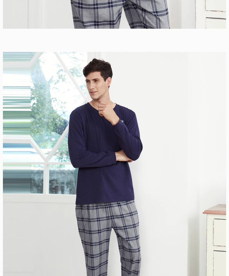American tiêu chuẩn 2018 thu đông và đồ ngủ dài tay cotton nam cotton đơn giản kẻ sọc giản dị phục vụ tại nhà nam giới có thể mặc shop do bo