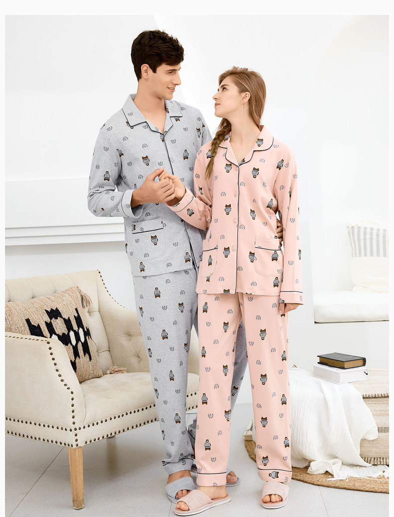 Mỹ tiêu chuẩn mùa thu và mùa đông mới cotton dài tay vài bộ đồ ngủ nữ hoạt hình áo len nhà dịch vụ mặc ngoài nam phù hợp với những kiểu đồ bộ de thương