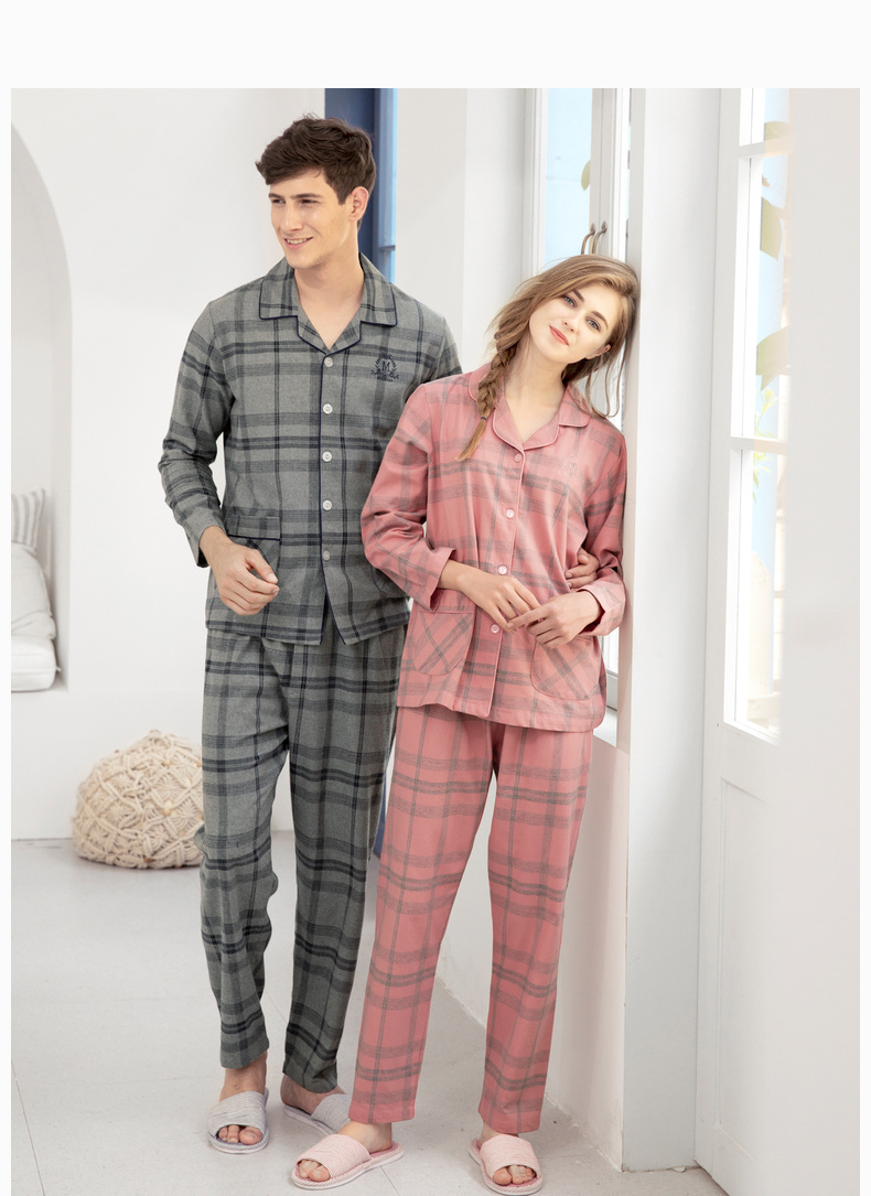 American tiêu chuẩn 2018 thu đông mới Bộ đồ ngủ đôi cotton dài tay cho nữ kẻ sọc phục vụ tại nhà cotton nam có thể mặc đồ bộ thun lạnh