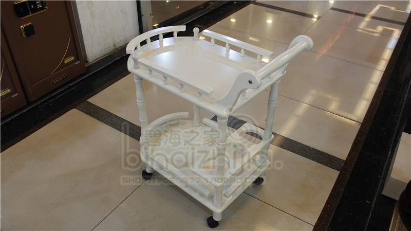 Nội thất nhà hàng Châu Âu xe ăn trắng gỗ rắn bánh xe rượu di động giá trà đẹp xe đẩy giá - FnB Furniture 	chân bàn nâng hạ	