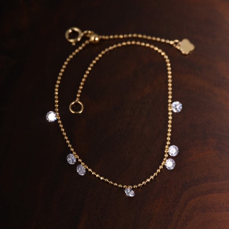 Starry 18K Gold Cultured Diamond Bracelet with a Light Luxury Vibe, Laser Suspended Diamond Bracelet, Sparkling Chain Bubble Diamonds