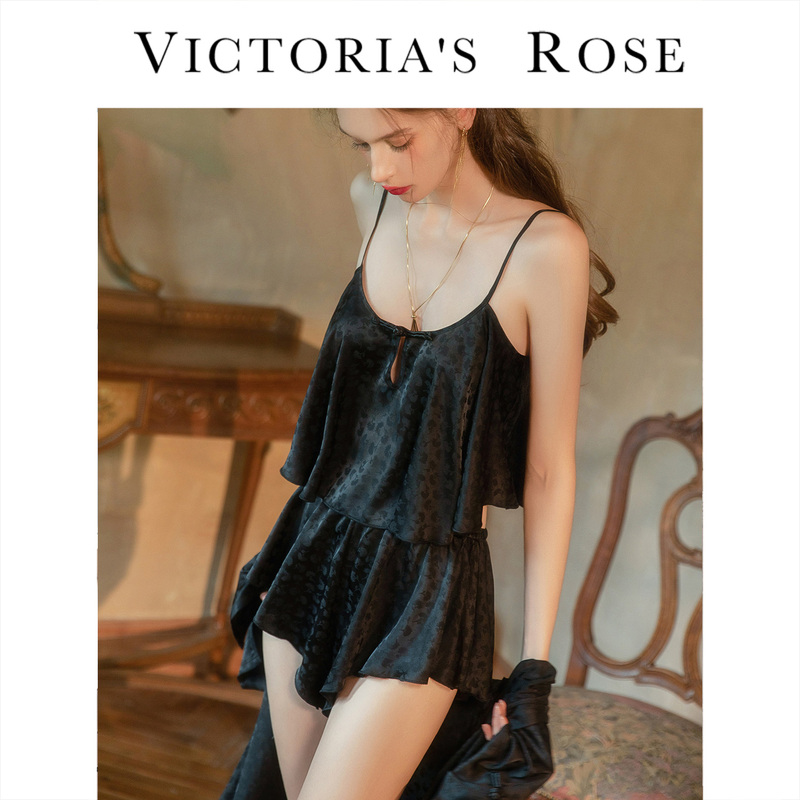 Victoria Ice Silk Sexy Pajamas for Women, Summer Thin Style, Chinese Style, Pure Desire Jacquard, High-End Silk Camisole Set