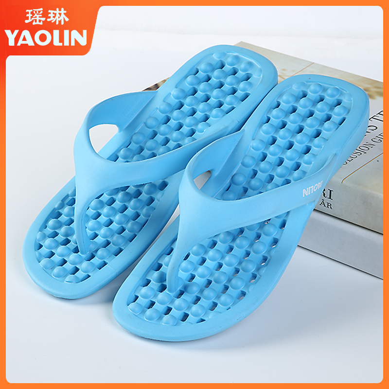 Yaolin Massage Slippers for Women, Couple's Home Bathroom Refreshing Hollow Quick-Dry Bathing Thick-Soled Flip-Flops for Men, Guest Slippers