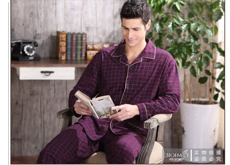 Bộ đồ ngủ nam mùa xuân và mùa thu 100% cotton dài tay XL cotton phục vụ tại nhà đồ bộ mặc nhà cao cấp hàn quốc