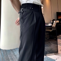 Suit pants men's spring and summer casual pants loose straight tube Korean version of slim personality trend waist solid color sports fitness