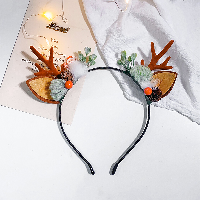 Christmas Head Accessories Deer Corner Hair Hoop Woman Jerseille Dress Adorable Head Accessories Small Hairpin Senteal Deer Corner Hair Stirrup