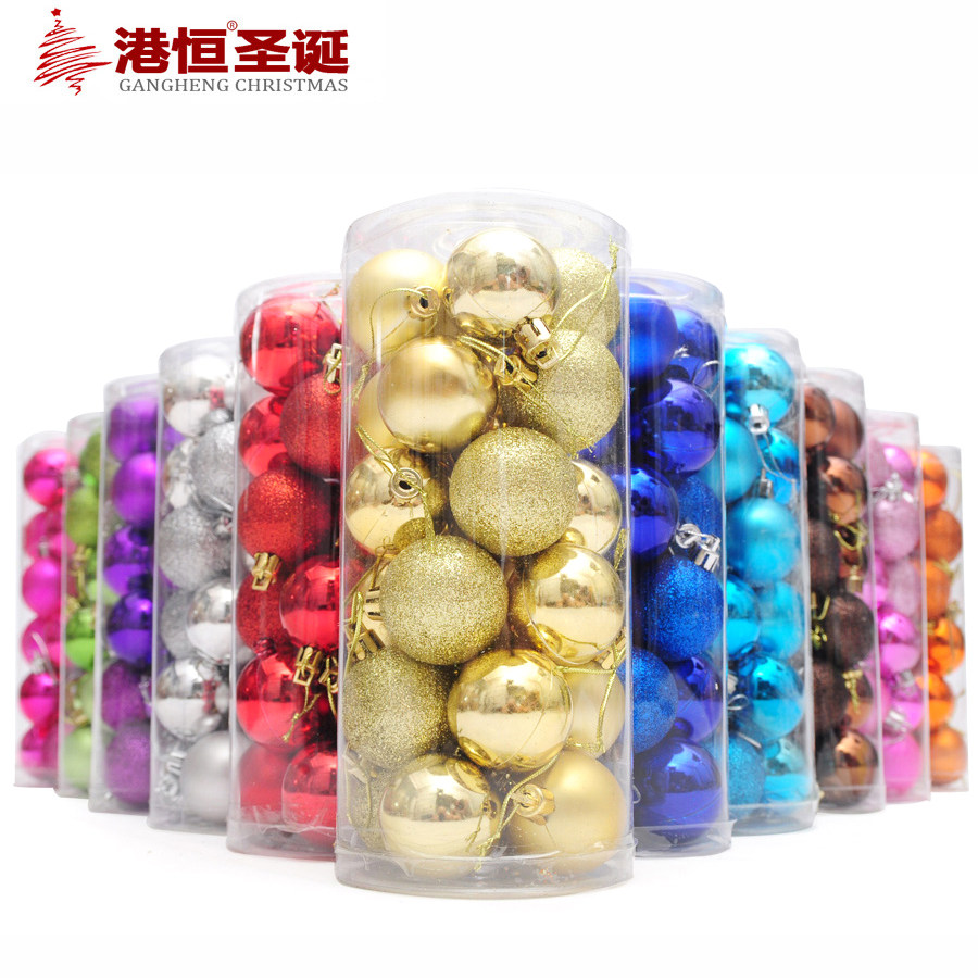 Hangheng Heng Christmas Tree Decoration Christmas Ball 24 barrels package color ball 4cm6cm8cm bright ball plating ball