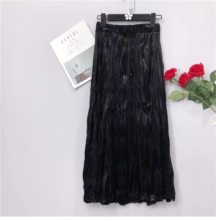 Hồng Kông- phong cách retro dài sang trọng váy mùa thu và mùa đông nữ 2018 mới Hàn Quốc phiên bản của hoang dã thanh lịch nhung váy eo cao chân váy dành cho người béo bụng