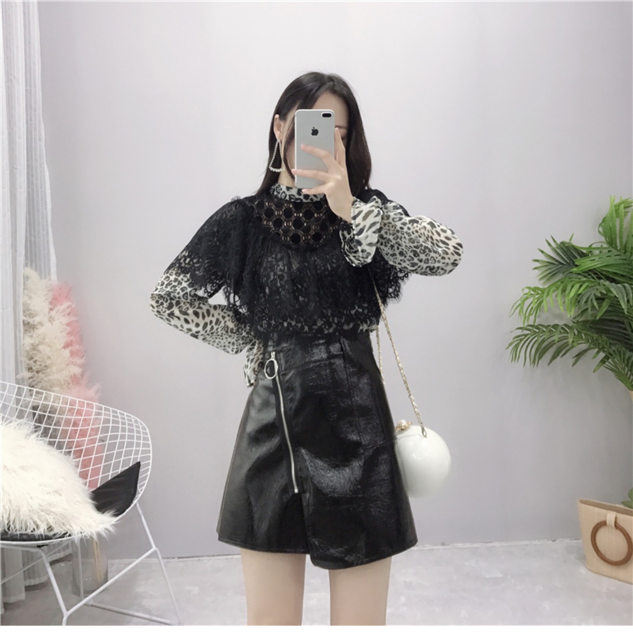 Thời trang cover áo voan nữ dài tay ren biển xù da báo trái tim máy hàng đầu thiết kế ý nghĩa của mùa thu mỏng áo sơ mi voan kiểu hàn quốc