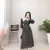 Eo dài qua váy đầu gối mùa thu 2018 mới nữ retro váy voan hoa buông lơi đầm maxi hàn quốc Váy dài