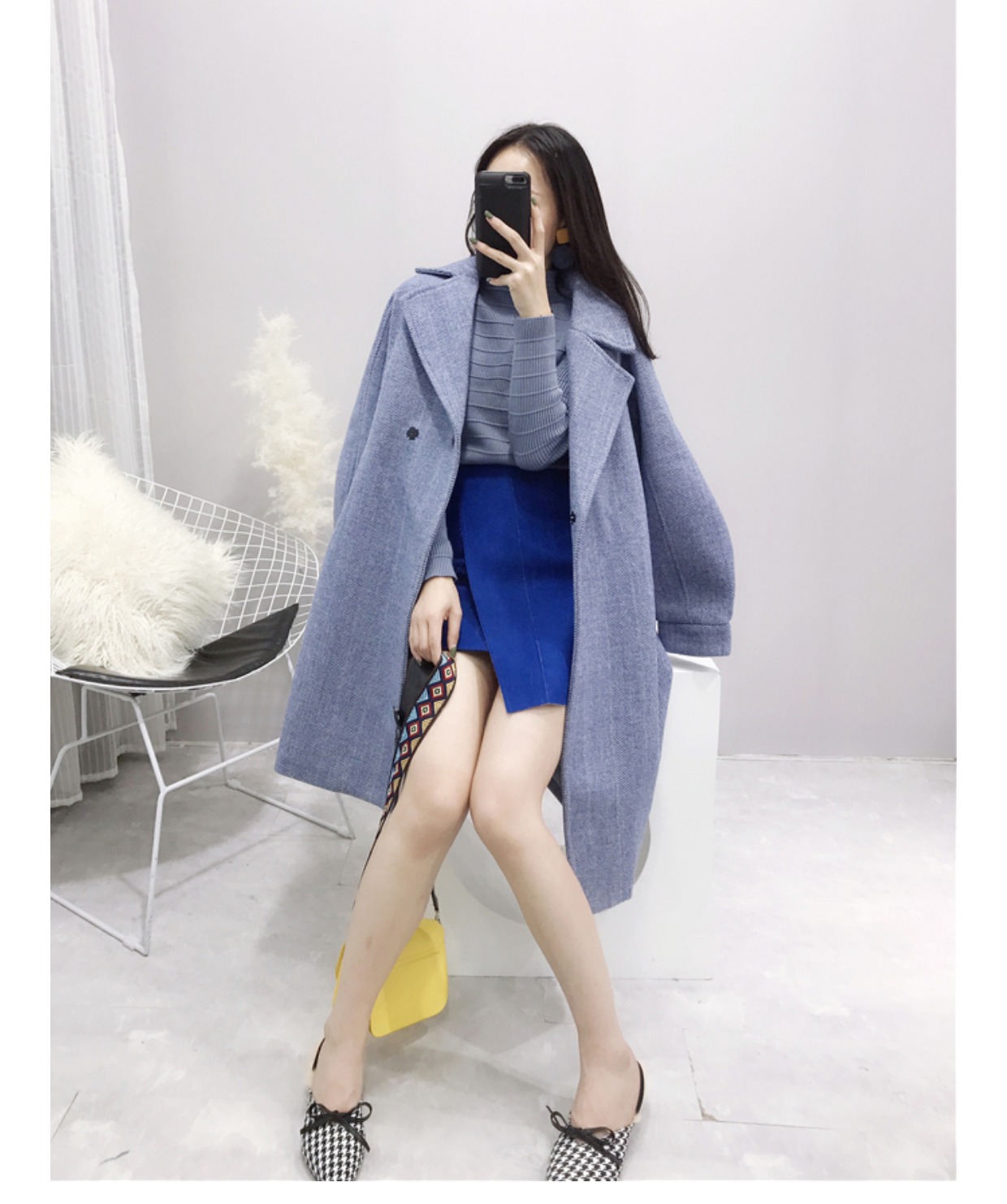 Áo khoác len nữ retro Hepburn gió nữ 2018 mới thu đông và eo eo áo gió nữ phần dài đã mỏng áo khoác đẹp