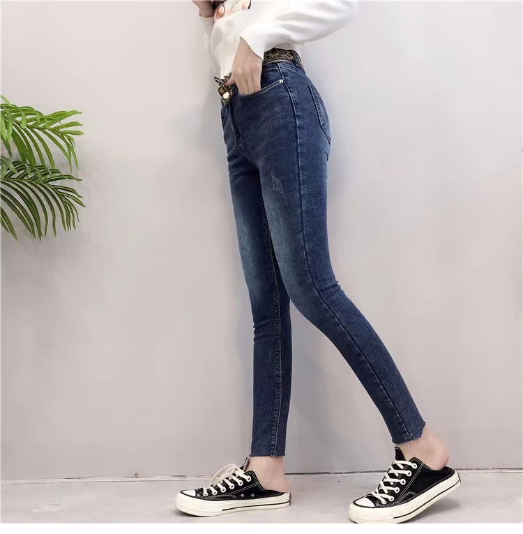 K phiên bản Hàn Quốc của quần skinny jeans sang trọng Quần skinny mỏng chân nữ 2018 cạp cao quần bút chì hoang dã