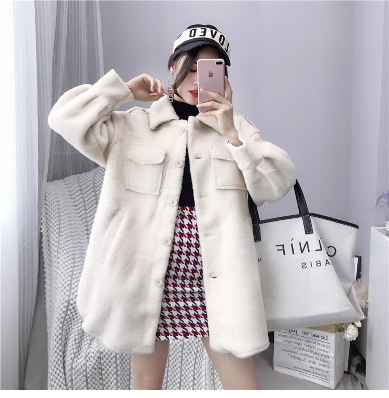 Áo khoác lông cừu đẹp trai bf chic chic mùa thu đông 2018 mới dày retro sang trọng phiên bản hàn quốc áo măng tô đẹp