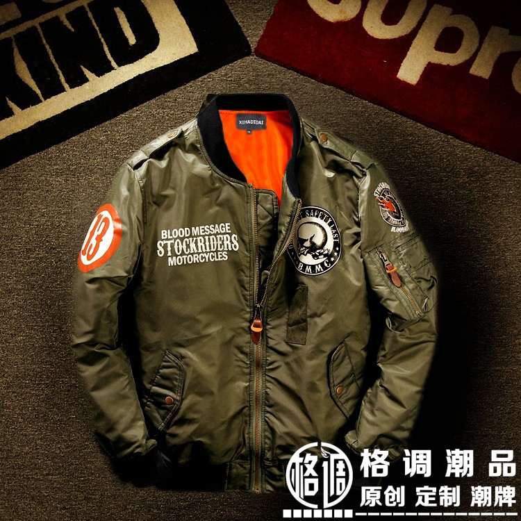 Nhật bản Harajuku retro men in ấn MA1 pilot áo khoác vài triều thương hiệu nam giới và phụ nữ xe máy đồng phục bóng chày áo khoác