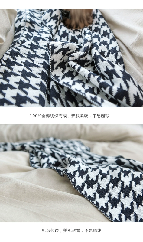 Nordic đơn giản bông giản dị đan chăn houndstooth chăn trang trí chăn mền chăn len vài ghế sofa bông - Ném / Chăn