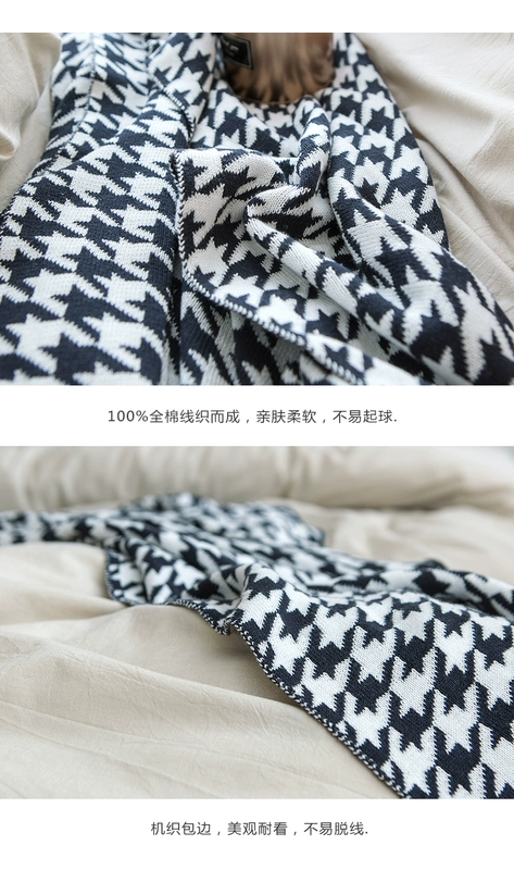 Nordic đơn giản bông giản dị đan chăn houndstooth chăn trang trí chăn mền chăn len vài ghế sofa bông - Ném / Chăn mền nhung dày