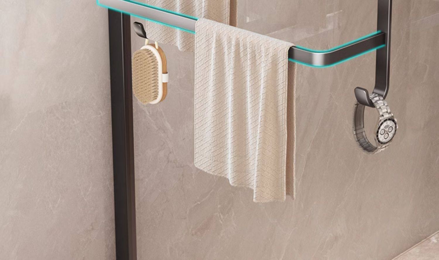 毛巾架化妆室免打孔浴室置物架厕所淋浴房玻璃门挂架毛巾杆浴巾架详情14