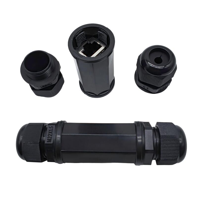 Rj45 Straight-Through Indoor and Outdoor Network Cable Poe Monitoring Extension Lightning Protection Waterproof Connector Ethernet Port Connector