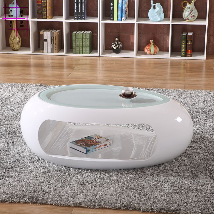 Kính và cà phê thép bảng nhỏ gọn hiện đại cá tính sáng tạo đơn giản bàn trà căn hộ nhỏ hình bầu dục TV Cabinet Đồ - Bàn trà bàn uống nước giá rẻ