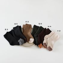 Korean winter coral velvet childrens floor socks Boys tide plus velvet thickened warm sleep socks Female baby cotton socks