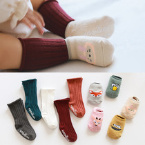 Baby Socks 19 Years Autumn Winter New Hair Circles Thickened Children Floor Socks Anti Slip Spot Glued to Cartoon Baby Socks