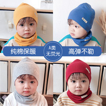 Baby hat scarf set Mens and womens childrens winter childrens cotton collar hat two-piece set Baby autumn neck set