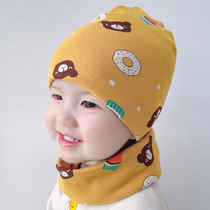 2022 new baby hat scarf two-piece autumn autumn and winter childrens pure cotton baby hat spring and autumn thin