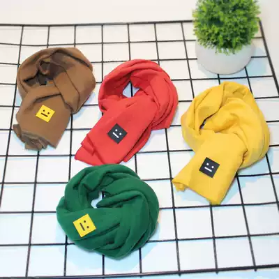 Children's scarf autumn and winter boys and girls parent-child scarf baby cotton warm Korean solid color baby scarf