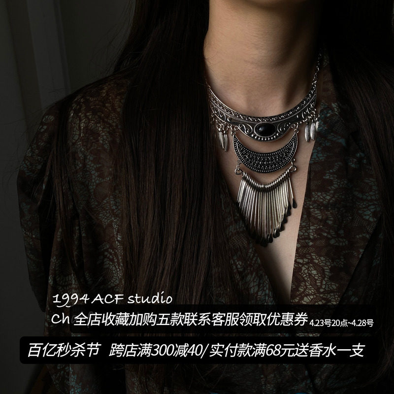 Chai Fu Studio/X418 Старинное Ретро-характерное ожерелье Miaojiang, праздничное романтическое ожерелье с темпераментом Су Изображение 1