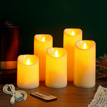 Plastic rechargeable remote controlled electronic candle atmosphere light script-killing coffee shop tabletop bar table wedding props and supplies