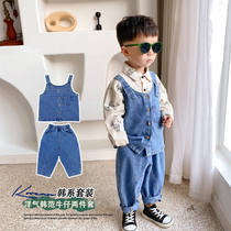 Ultra-Han Fan Baby Cowboy suit Spring and Autumn Lots of cute foreign and male childrens autumn clothes 2021 The new Machia tide