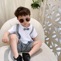 Boys summer clothes suit baby male baby short sleeve foreign air boy clothing Two sets of handsome gas Inron boys gown