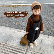Cute super cute Han Fan ~ baby back with pants winter 1-4-year-old boy down cotton pants women Thickened Winter Dress Pants