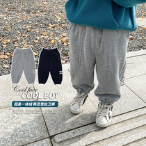 Boy integrated suede pants Childrens baby gush sports pants winter clothing 2021 new children Korean version loose sweatpants