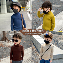 Boy sweater fall winter style children knit elastic beat bottom sweatshirt high collar body Boy Boy 100 Hitch Blouse