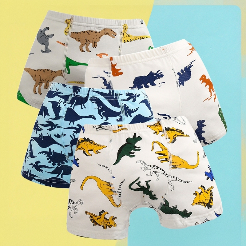 Children's Underwear, Dinosaur Pattern, Boys, Pure Cotton, Small and Medium-Sized Children's Boxer Briefs, Modal, Boys' Boxer Briefs