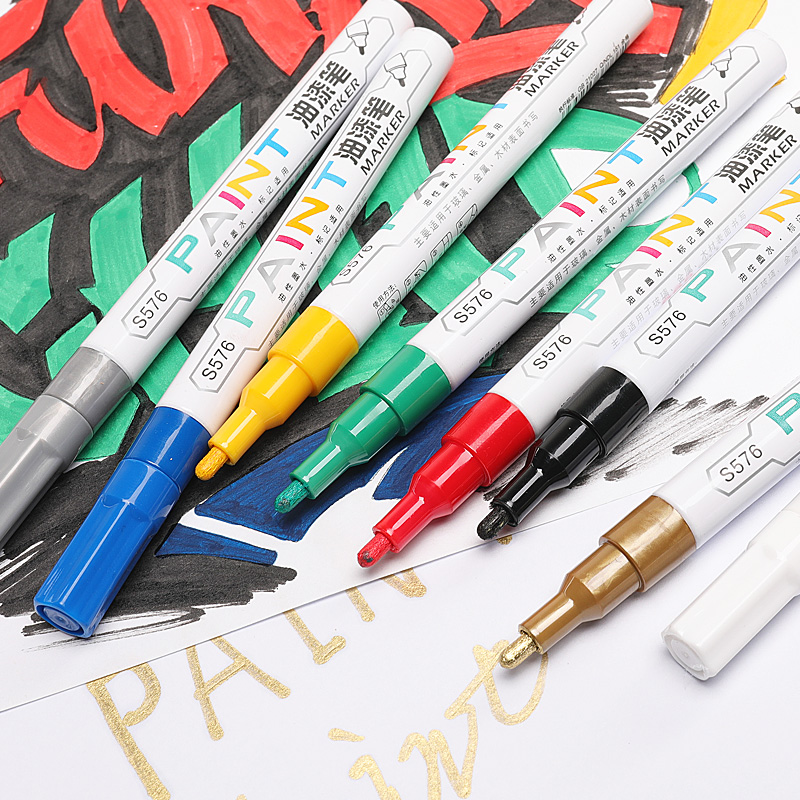 Dali paint pen gold sign pen fine metal color mark tyre pen pen pen DIY high light pen tire S576