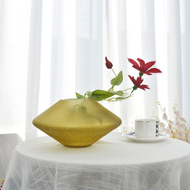 Upscale Decorative Glass Vase Swing Piece Yellow Orange Eurostyle Living-room Ornament Art Furnishing Prototype Board Room Florator