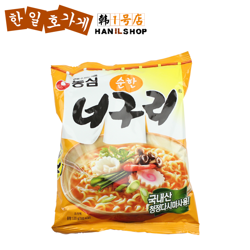 Korean imported food Nongshim small raccoon light and not spicy original oolong noodles Instant noodles 120g bag of ramen