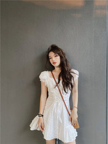 Now SN Nanda Korea 22 Summer New Square Necklace Lace Lace Cross Strap Dress Dress