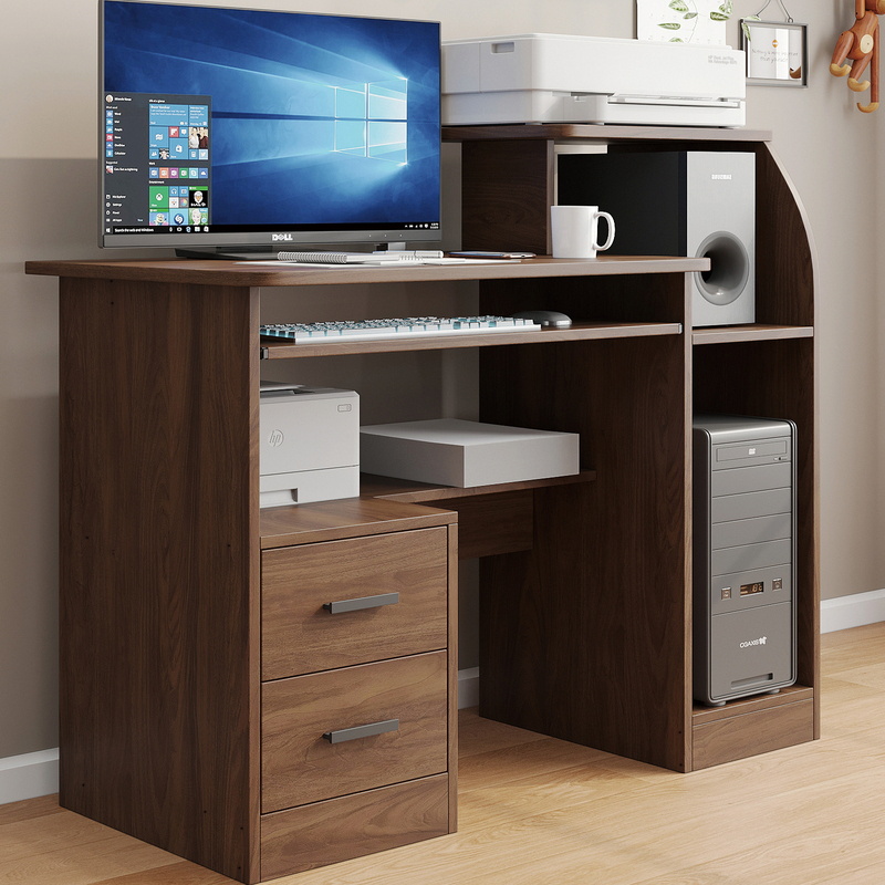 Computer Desktop Desk Can Hold Printer, Integrated Desk for Home Office, Thickened Board Desk, Modern and Stylish