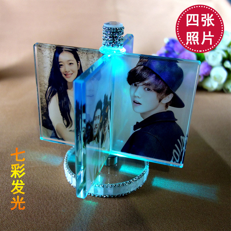 Crystal Rubik's Cube Windmill Personalized Photo Making DIY Rotating Four-sided Table Photo Customization Creative Birthday Gift