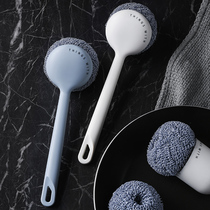 Brush pan artifact steel wire ball with handle wash pan non-stick pan brush long handle kitchen household cleaning dish brush