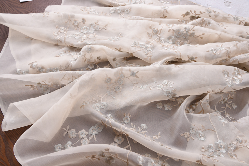 Vải lụa thêu đầy đủ lụa organza rộng 1,4 m thêu thêu vải thêu - Vải vải tự làm chất vải tici