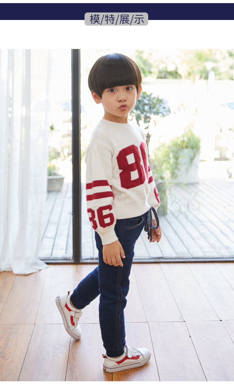 Bé trai mặc quần lót dày hơn trẻ em kéo dài trẻ em quần denim cotton trắng vịt xuống quần bé short jean bé trai