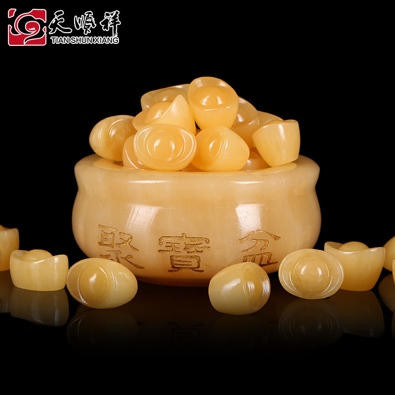 Rice topaz cornucopia funerary goods natural rice topaz pot burial buried with Tianshunxiang funeral supplies