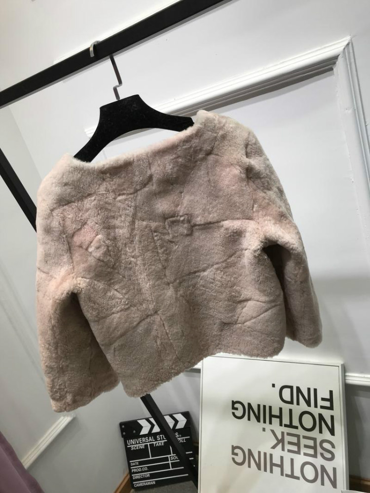 Fold ~ Kashang Haining lông một cừu cắt áo lông nữ phần ngắn là mỏng vòng cổ chống mùa đặc biệt rõ ràng áo khoác nữ lông cừu cao cấp