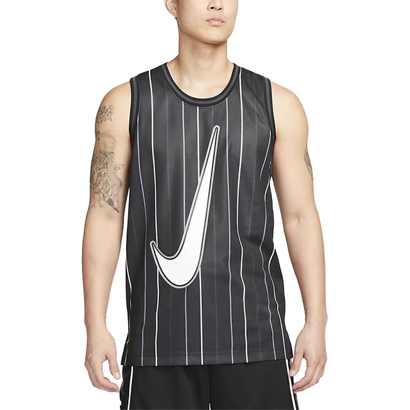 Nike Men's Summer Big Hook Basketball Training Striped Sleeveless Vest Dx0436-100-410-010