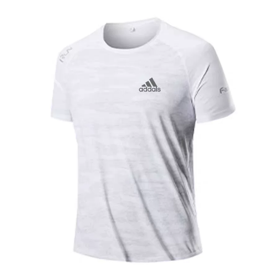 Thin summer quick dry comfortable sports elastic silk short sleeve T-shirt for gym with a round collar