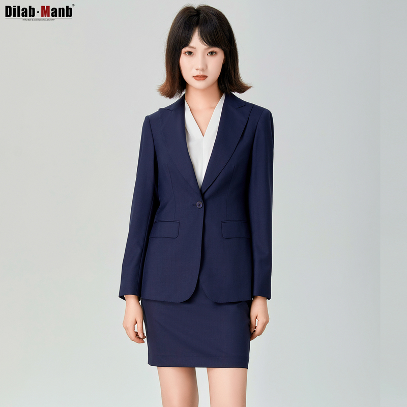 Daimon Women's Suit Dark Blue Spring and Autumn Interview Suit Formal Wear Feminine Jacket Workwear Wool Professional Attire